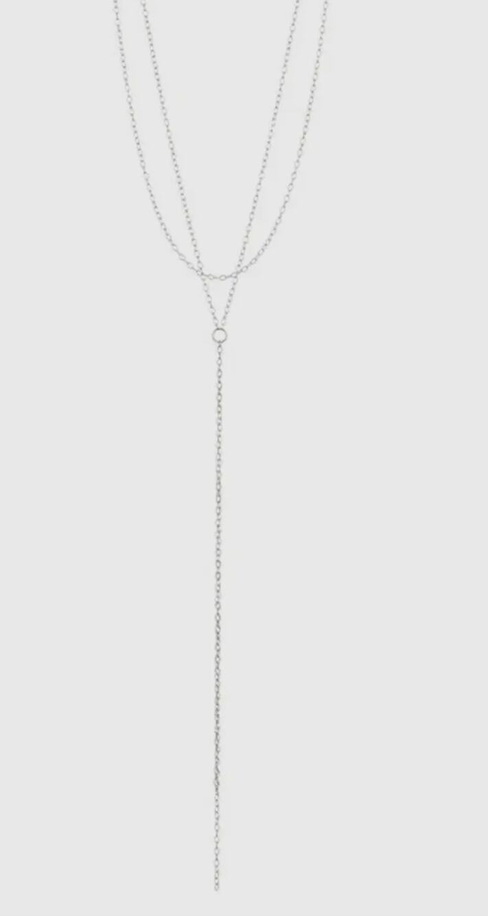 Dainty Layered lariat Y-Necklace made of Several Strands of Sterling Silver